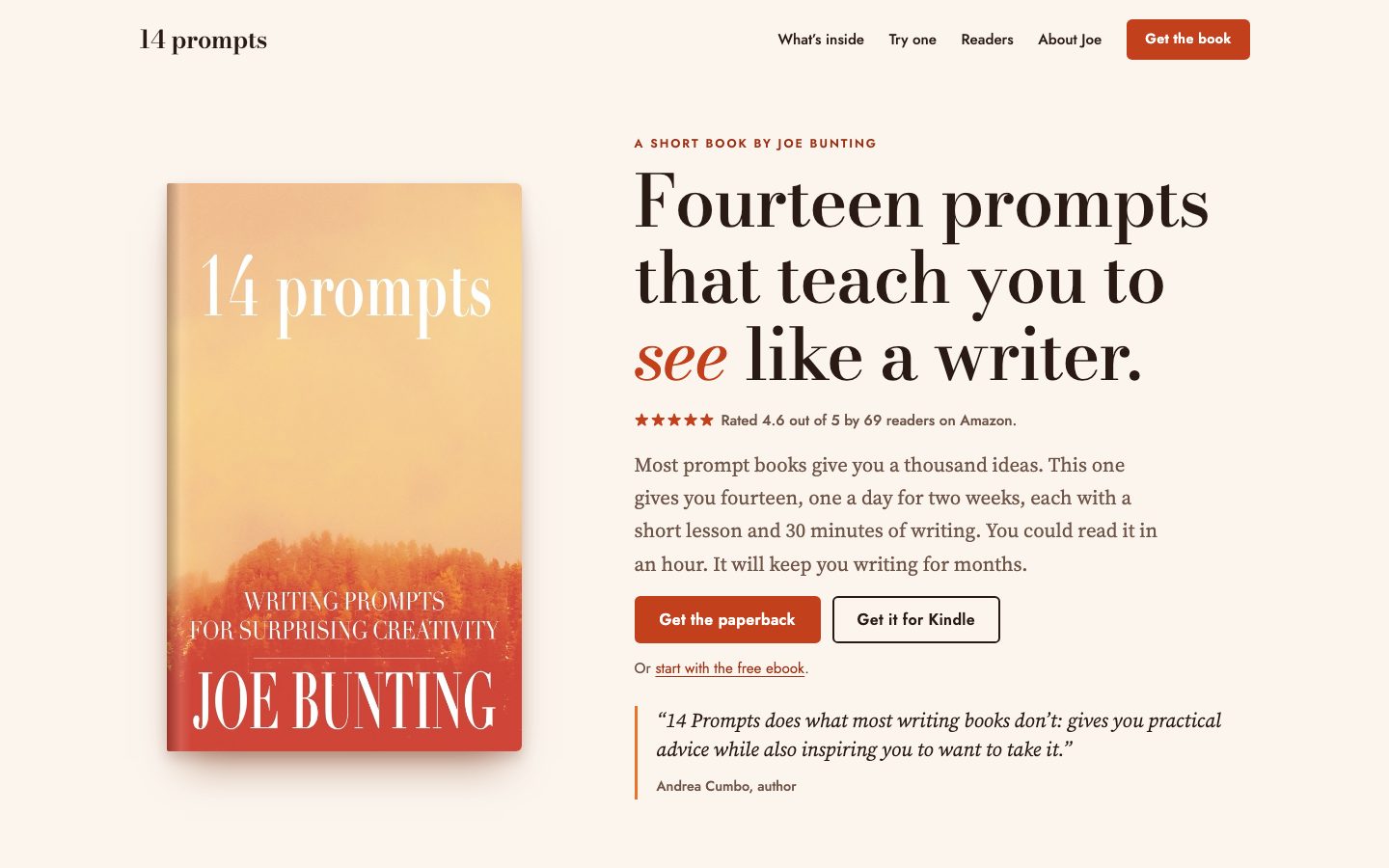The home page of 14prompts.com