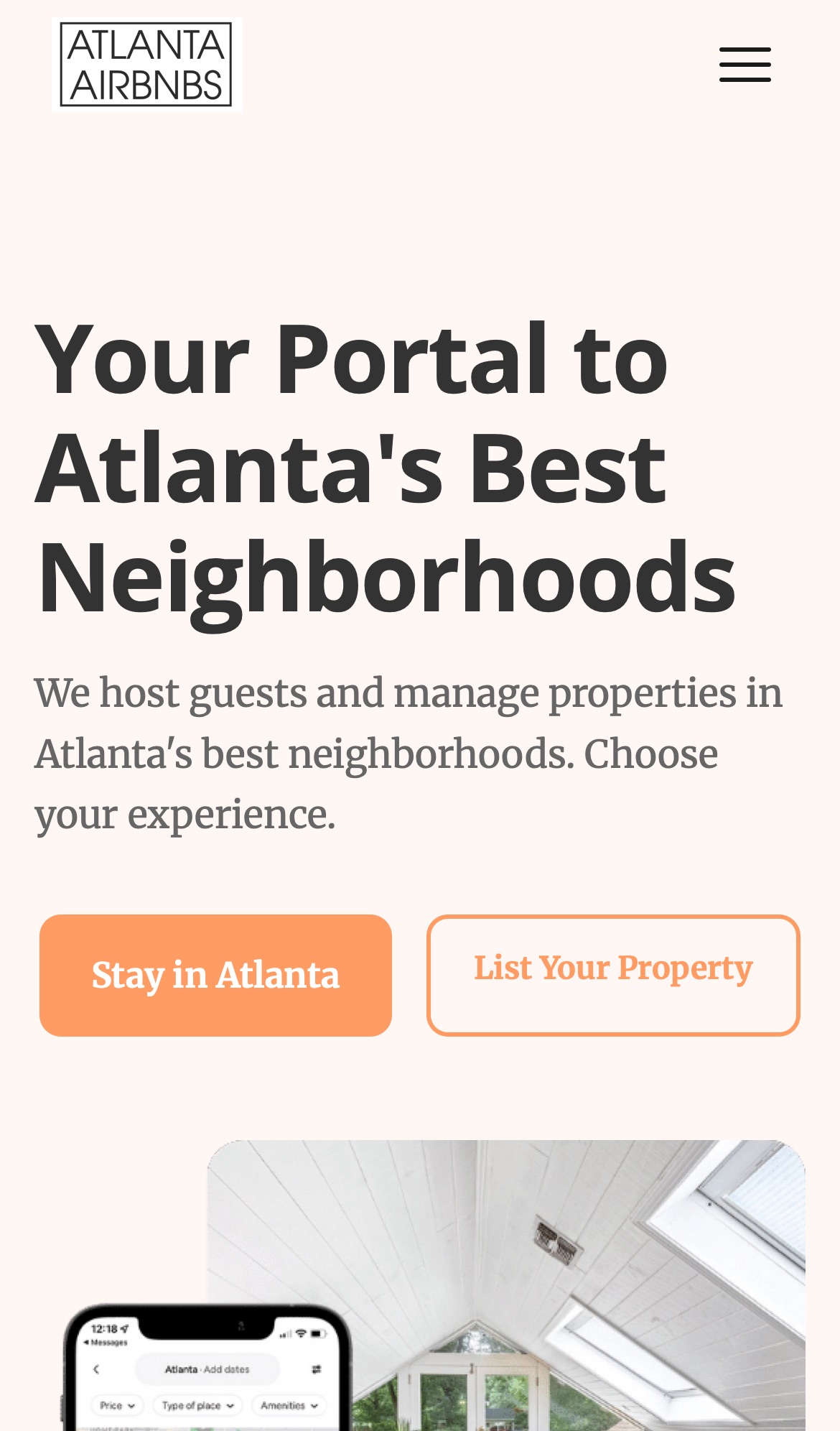 atlantaairbnbs.com on a phone