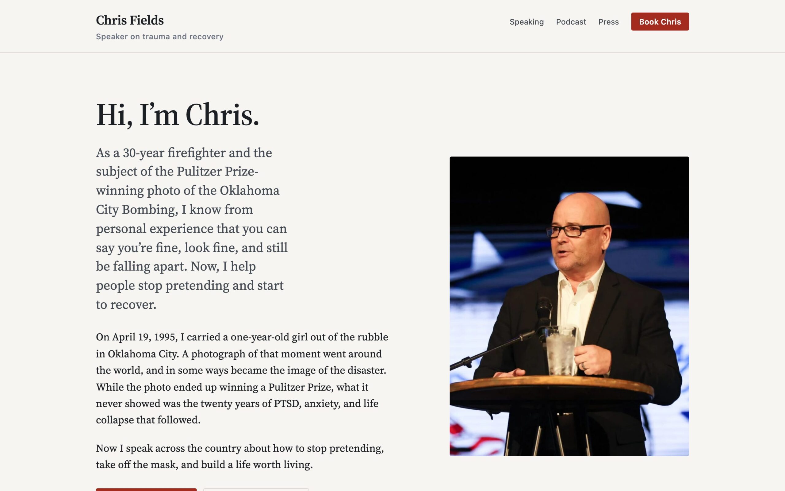 The home page of chrisfieldsff.com