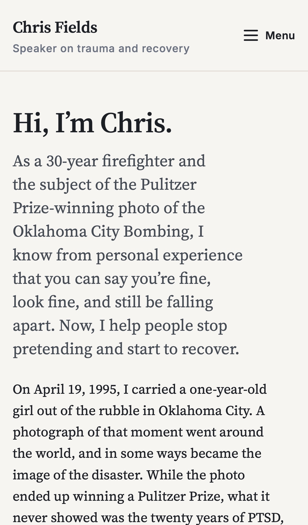 chrisfieldsff.com on a phone