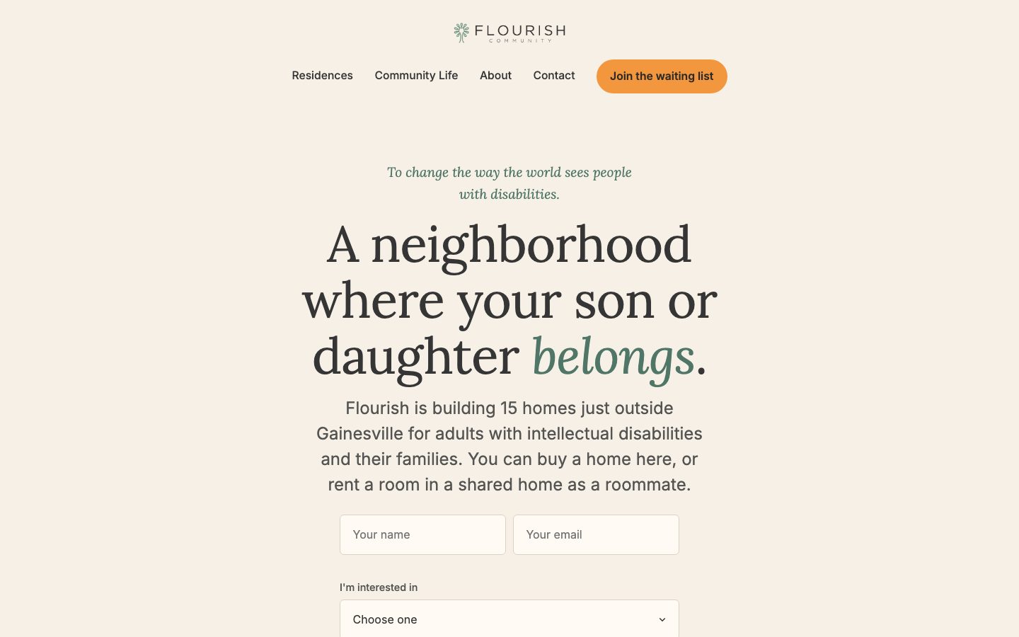 The home page of flourishcommunity.org