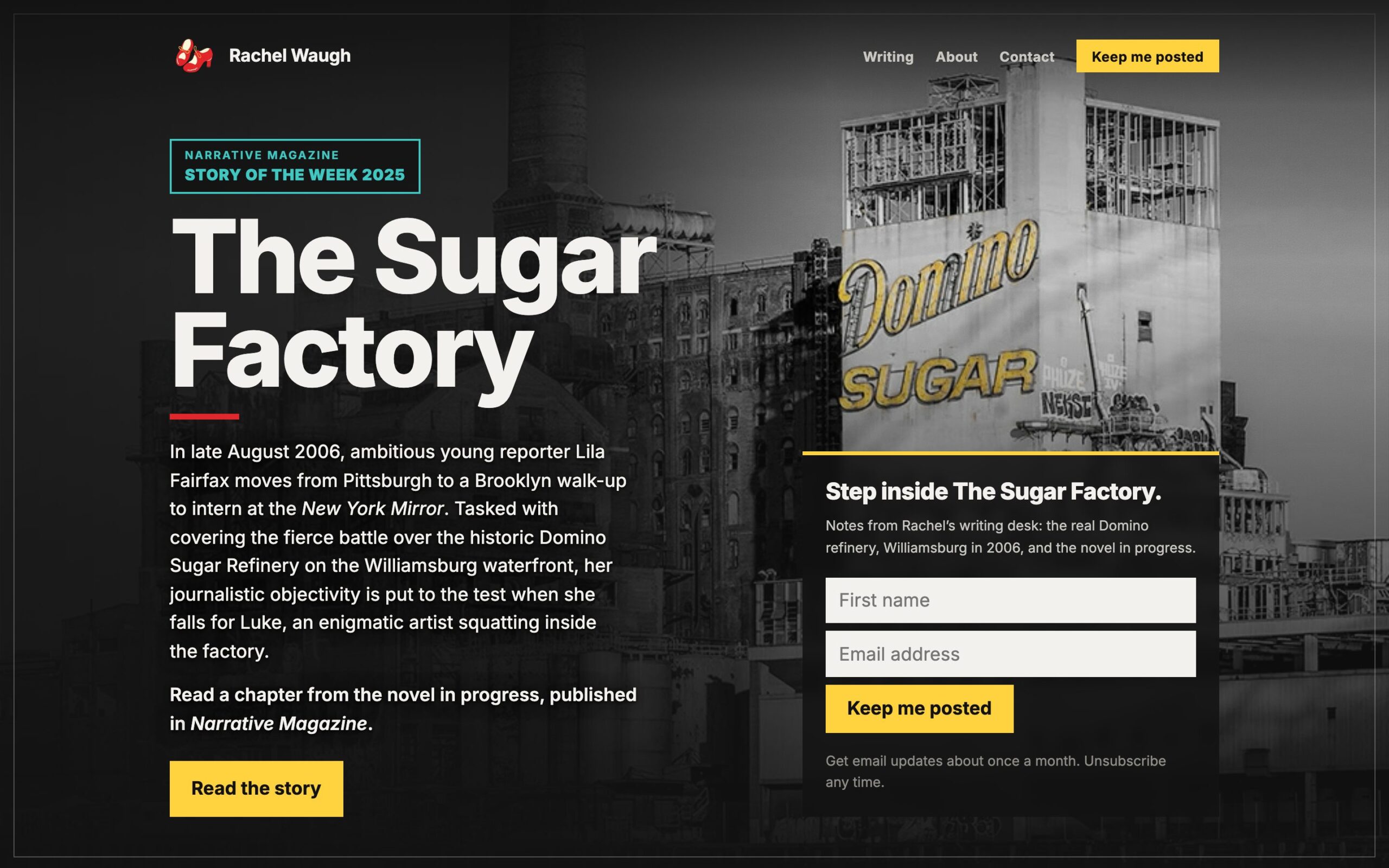 The home page of rachelwaugh.com