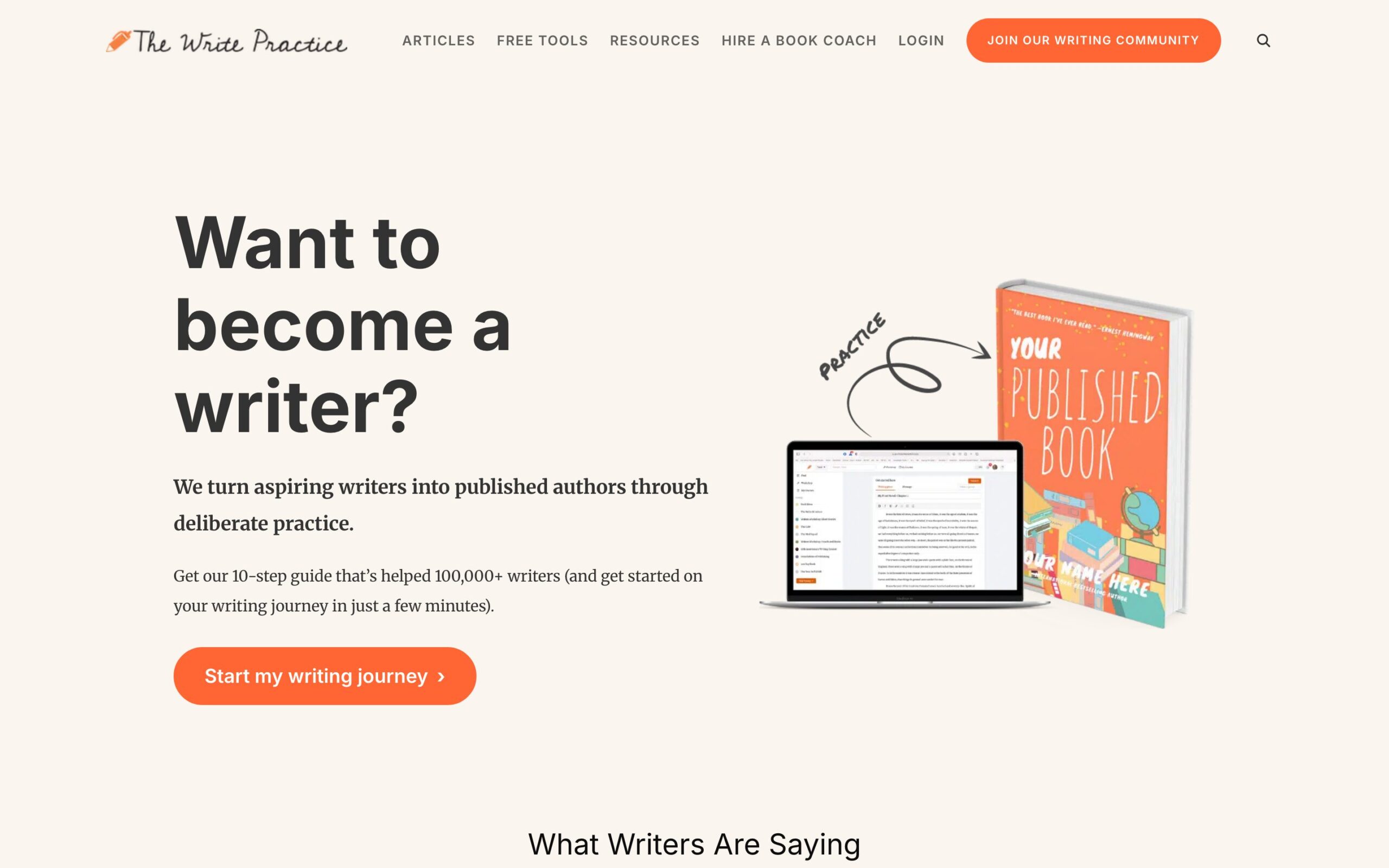 The home page of thewritepractice.com